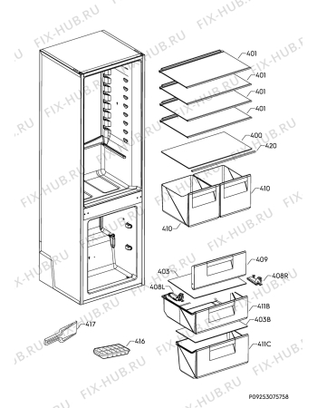 Взрыв-схема холодильника Zanussi ZBB28442SV - Схема узла Internal parts