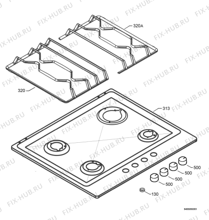 Взрыв-схема плиты (духовки) Aeg Electrolux 6555G-M - Схема узла Hob 271