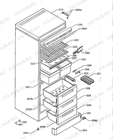 Взрыв-схема холодильника Aeg 3230KG - Схема узла Cabinet + furniture (extra)
