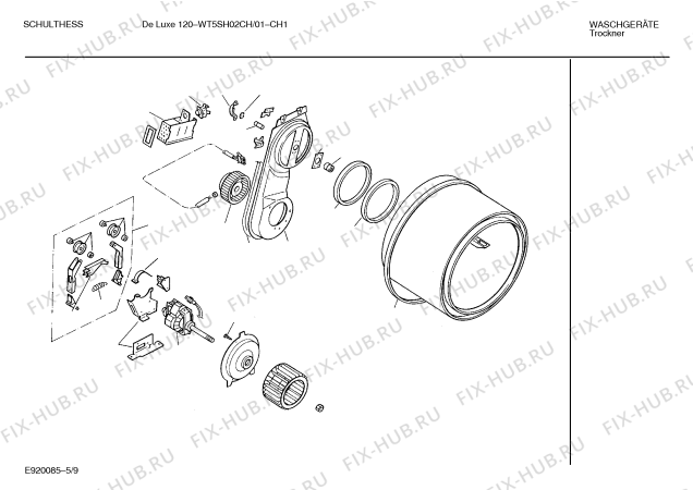 Схема №2 WT5SH02CH SCHULTHESS DELUXE 120 с изображением Ручка для сушильной машины Bosch 00092098