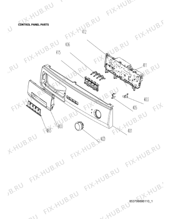 Схема №3 AWG 6122 BS с изображением Клавиша для стиральной машины Whirlpool 482000006060
