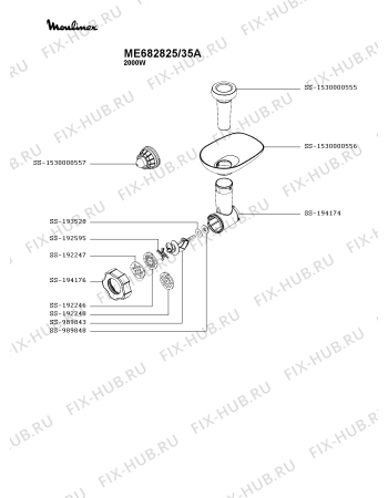 Схема №1 ME684832/35A с изображением Запчасть для электрошинковки Moulinex SS-1530000566