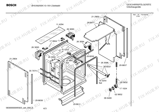 Взрыв-схема посудомоечной машины Bosch SHU5925SK Mixx - Схема узла 03