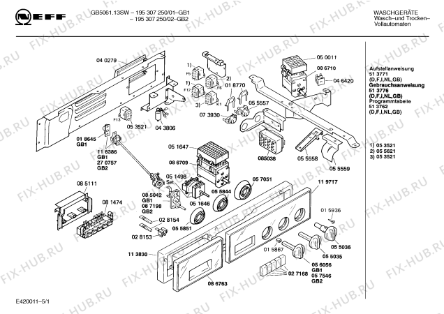 Схема №1 195307250 GB5061.13SW с изображением Ручка для стиральной машины Bosch 00086763