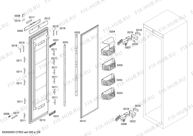 Схема №1 K7076X0 с изображением Панель для холодильника Bosch 00667573