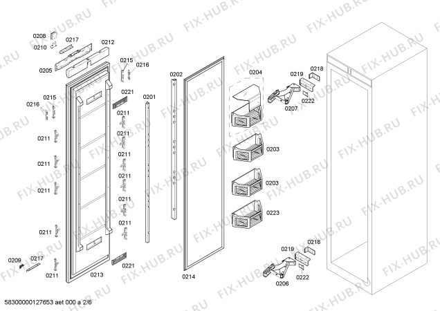 Схема №1 K7061X0 с изображением Крышка для холодильной камеры Bosch 00682292