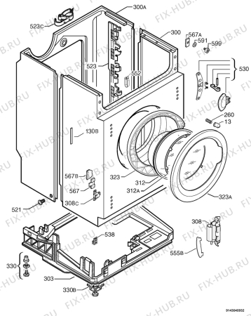 Взрыв-схема стиральной машины Electrolux EWX14540W - Схема узла Housing 001