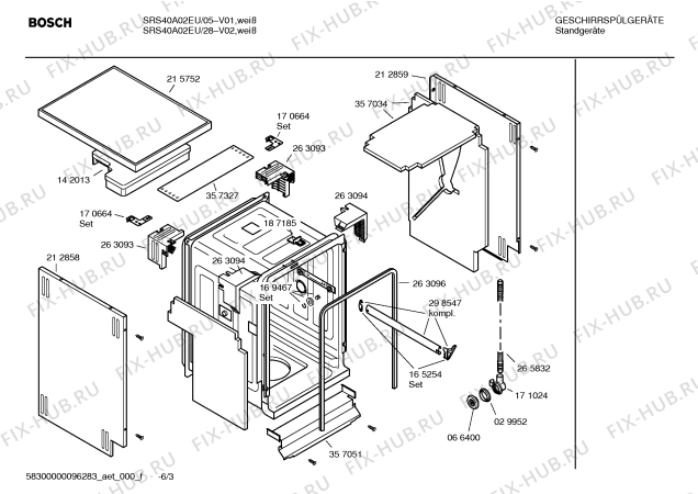 Схема №1 SRS40A02EU с изображением Инструкция по эксплуатации для посудомойки Bosch 00589171