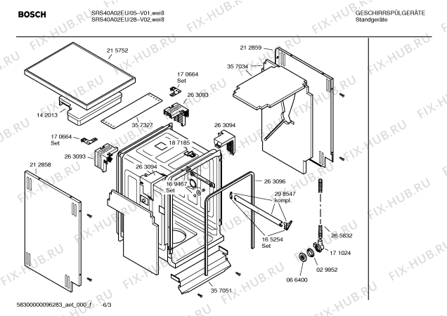 Схема №1 SRS40A02EU с изображением Краткая инструкция для посудомойки Bosch 00589173