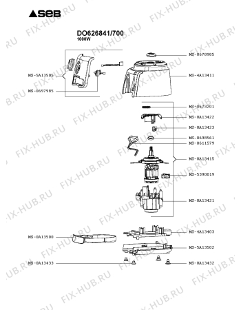 Схема №2 DO626841/700 с изображением Корпусная деталь для электрокомбайна Seb MS-5A13505