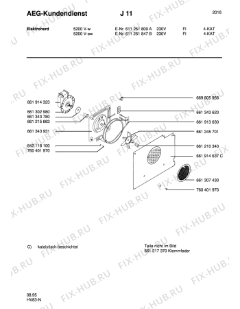 Взрыв-схема плиты (духовки) Aeg 5200V-W SF - Схема узла Section5
