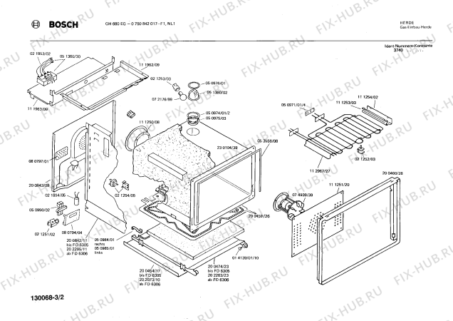 Схема №2 0750842017 GH680EG с изображением Стеклянная полка для плиты (духовки) Bosch 00200698