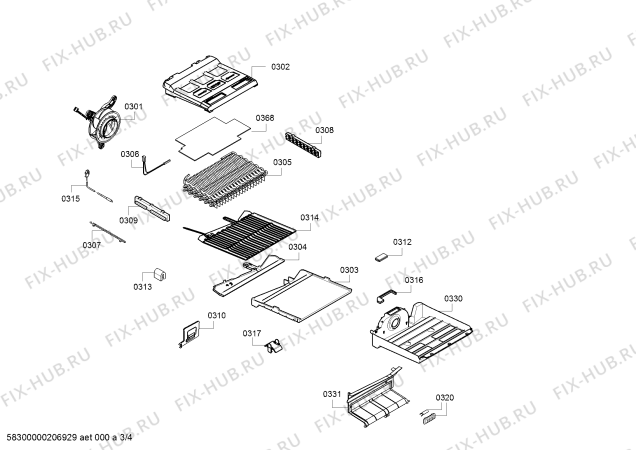 Взрыв-схема холодильника Bosch KGN56LM30U BOSCH - Схема узла 03