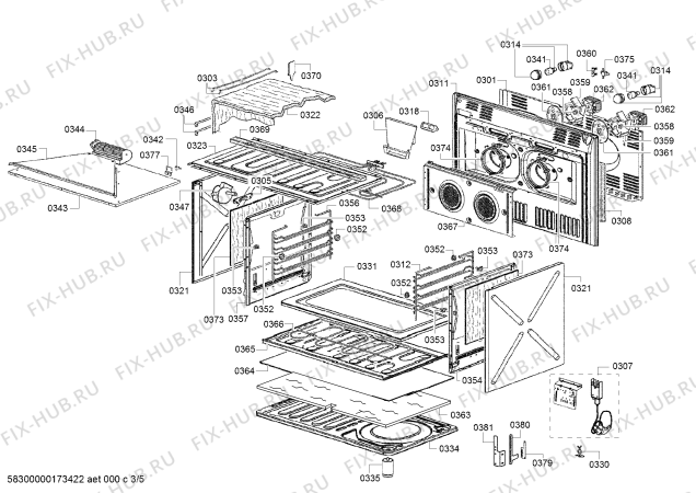 Взрыв-схема плиты (духовки) Bosch HSB738256M - Схема узла 03