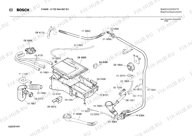Взрыв-схема стиральной машины Bosch 0722044607 V6430 - Схема узла 04