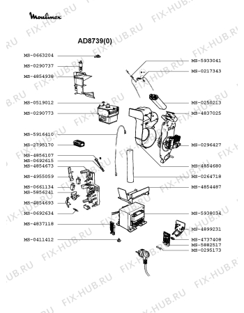 Взрыв-схема микроволновой печи Moulinex AD8739(0) - Схема узла TP002342.9P3