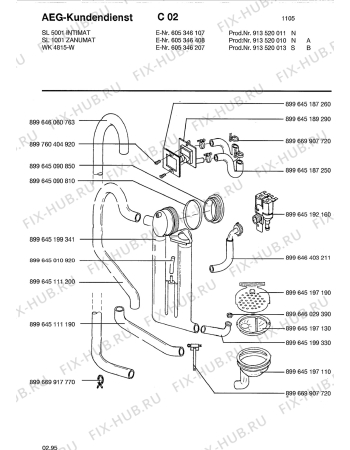 Взрыв-схема комплектующей Zanker SL 5001 INTIMAT  913 - Схема узла Water equipment