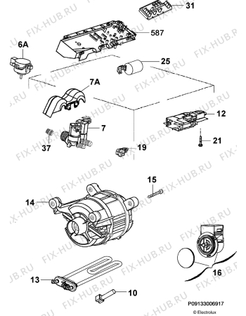 Взрыв-схема стиральной машины Rosenlew RTT1020 - Схема узла Electrical equipment 268