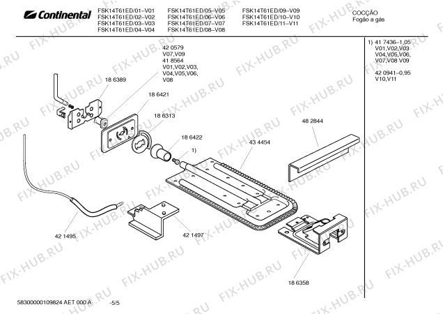 Взрыв-схема плиты (духовки) Continental FSK14T61ED Charme Plus II - Схема узла 05