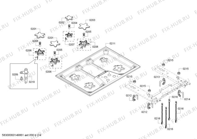 Схема №3 SGS304FS Thermador с изображением Решетка для плиты (духовки) Bosch 00701770