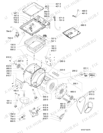 Схема №1 AWE65360P с изображением Обшивка для стиральной машины Whirlpool 481010666670