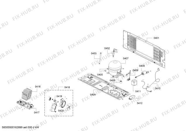 Взрыв-схема холодильника Bosch KDD74AL204 - Схема узла 04