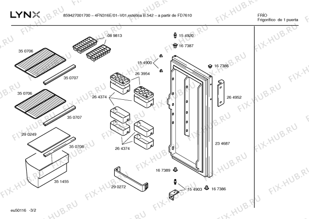 Схема №1 5FN150E/01 с изображением Внешняя дверь для холодильника Bosch 00234687