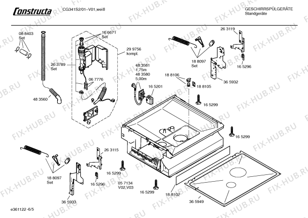 Взрыв-схема посудомоечной машины Constructa CG341S2 S300 - Схема узла 05