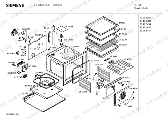 Схема №3 HL53259NN с изображением Ручка управления духовкой для электропечи Siemens 00418999