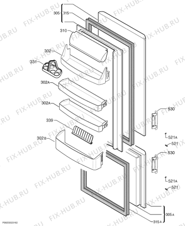 Взрыв-схема холодильника Electrolux ERB3536X - Схема узла Door 003