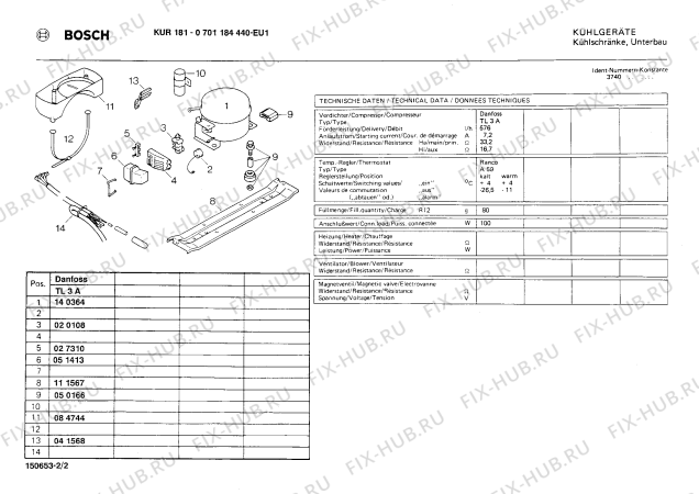 Схема №1 0701184440 KUR181 с изображением Уплотнитель двери для холодильной камеры Bosch 00203750