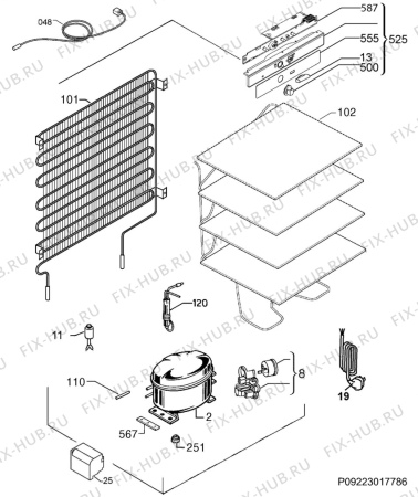 Взрыв-схема холодильника Electrolux RUX1100AOW - Схема узла Cooling system 017