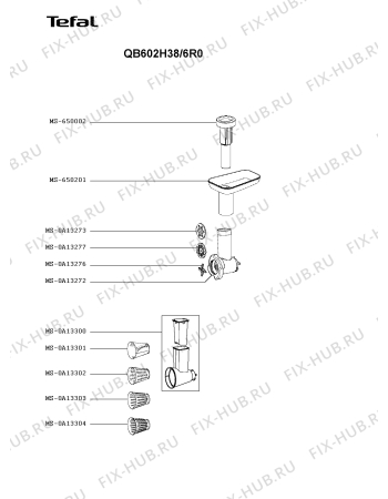 Схема №2 QB602H38/6R0 с изображением Элемент корпуса для кухонного комбайна Tefal MS-650185