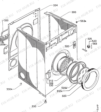 Взрыв-схема стиральной машины Electrolux WT255R ADC - Схема узла Housing 001