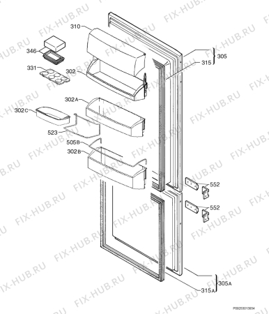 Взрыв-схема холодильника Aeg SN71840-4I - Схема узла Door 003