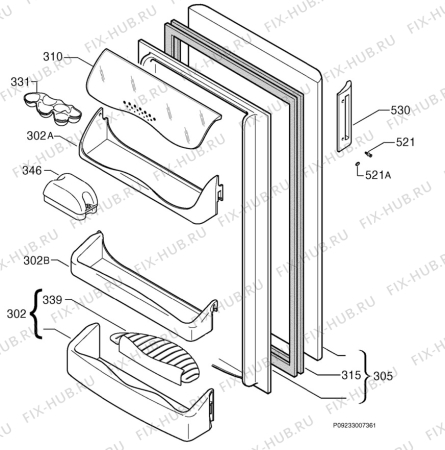 Взрыв-схема холодильника Zanussi Electrolux ZLA99W - Схема узла Door 003