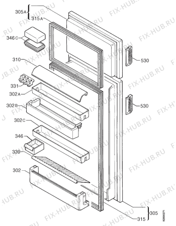 Взрыв-схема холодильника Zanussi ZFD21/7T - Схема узла Door 003