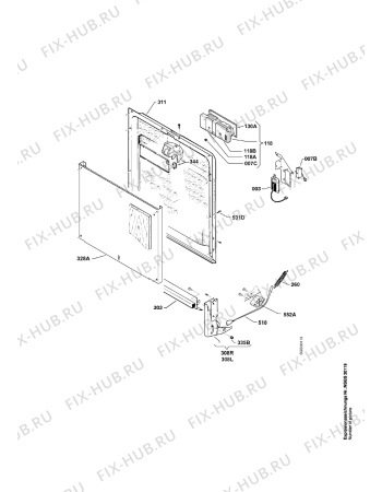 Взрыв-схема посудомоечной машины Therma GSI55G700SW - Схема узла Door 003