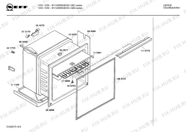 Схема №1 B1140W0GB 10311EM с изображением Панель для плиты (духовки) Bosch 00272897