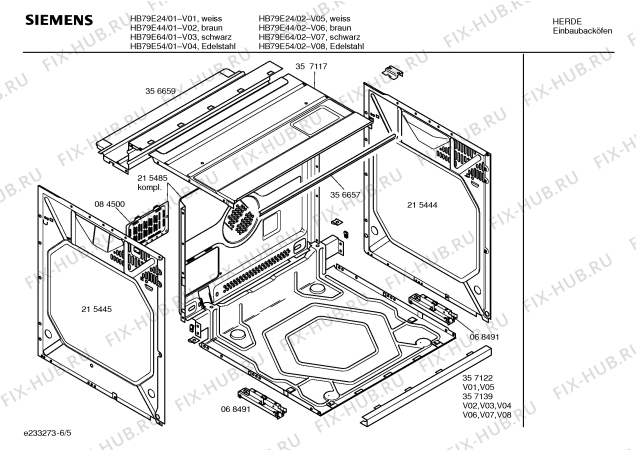 Взрыв-схема плиты (духовки) Siemens HB79E64 - Схема узла 05