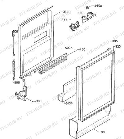 Взрыв-схема посудомоечной машины Zanussi ZP3414 - Схема узла Door 003