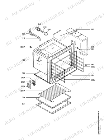 Взрыв-схема плиты (духовки) Aeg CE4000-1-B   CH - Схема узла Oven