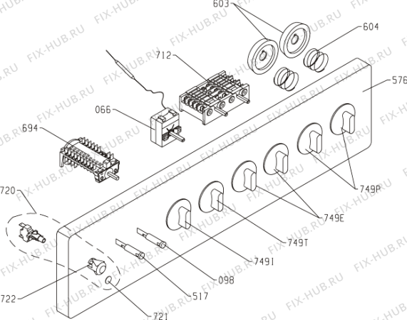 Схема №1 EC275E (179854, E51T2-E2) с изображением Кнопка (ручка регулировки) для электропечи Gorenje 145819