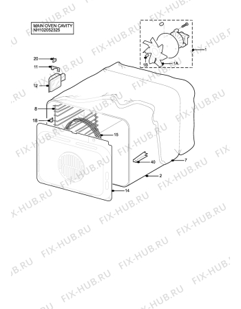 Взрыв-схема плиты (духовки) Zanussi ZDF867W (WHITE) - Схема узла H10 Main Oven Cavity (large)