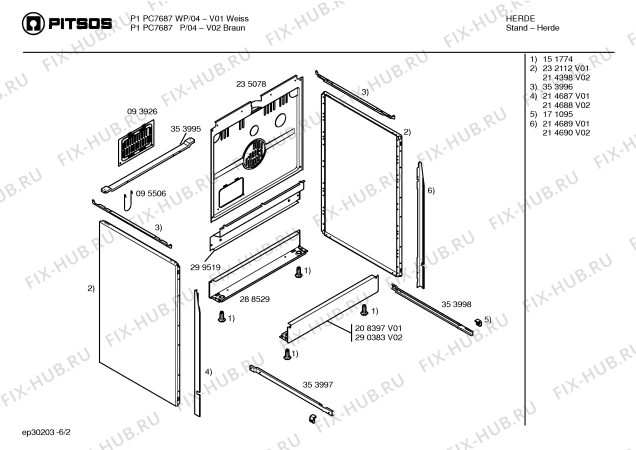 Схема №2 P1HCB88642 с изображением Стеклокерамика для духового шкафа Bosch 00235077
