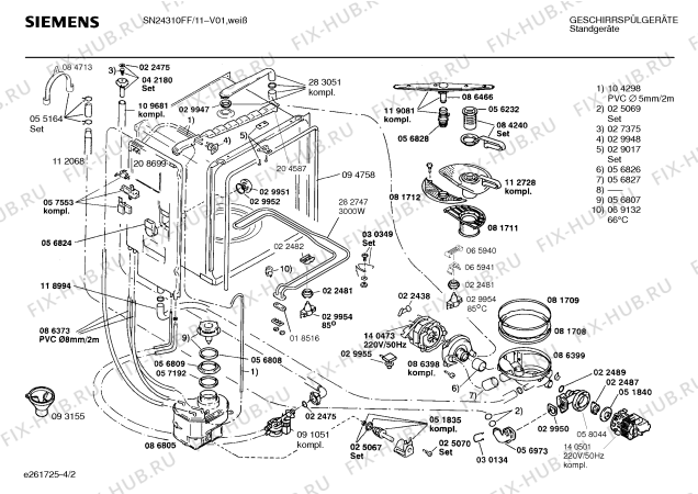 Взрыв-схема посудомоечной машины Siemens SN24310FF - Схема узла 02