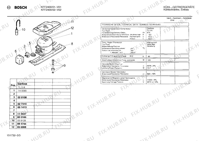 Взрыв-схема холодильника Bosch KFF2400 - Схема узла 03