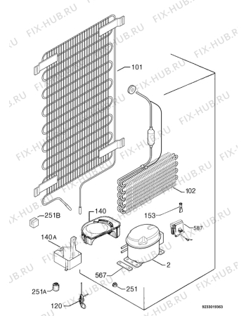 Взрыв-схема холодильника Juno Electrolux JRZ90125 - Схема узла Cooling system 017