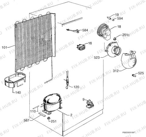 Взрыв-схема холодильника Zanussi ZD31/14L68 - Схема узла Cooling system 017