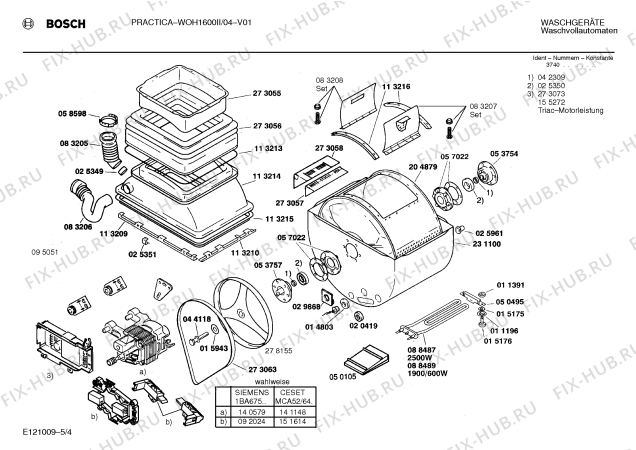 Взрыв-схема стиральной машины Bosch WOH1600II PRAKTICA - Схема узла 04